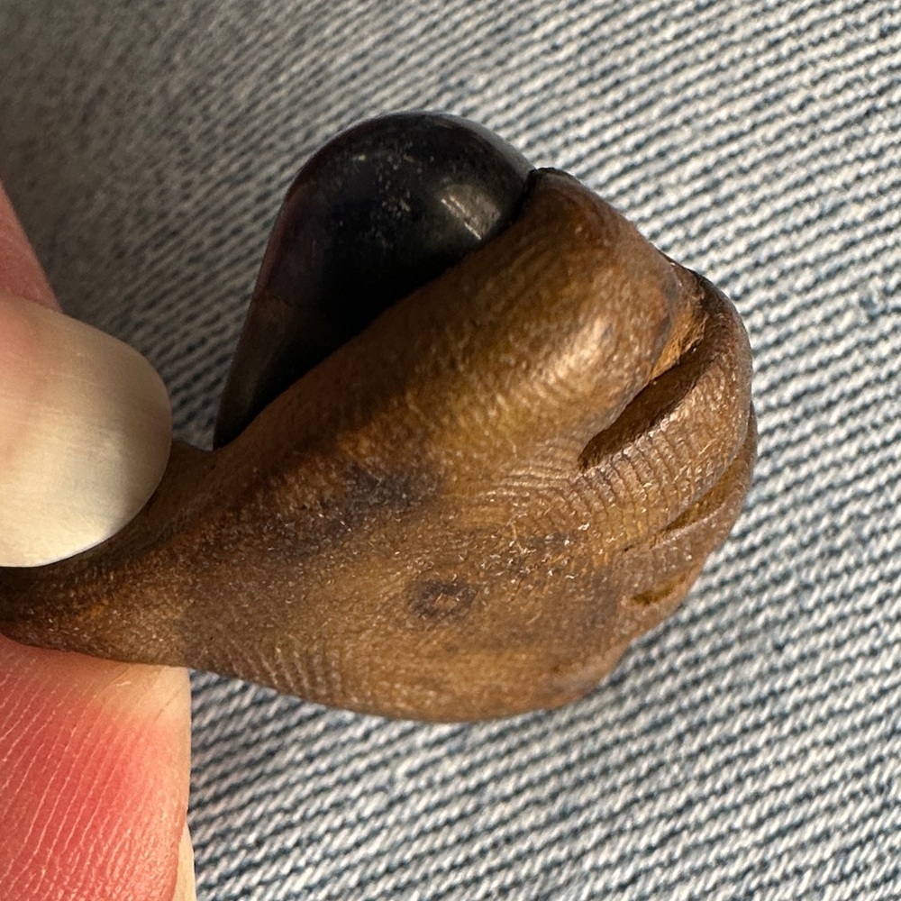 “HAND in “STONE” Handmade pottery Pendant with Dark Blue Stone - Picture 11 of 16